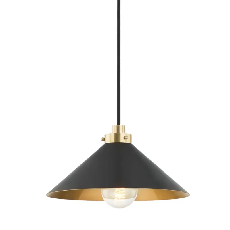 Clivedon 1-Light Pendant in Aged Brass by Mark D. Sikes 12W x 6.5H (Distressed Bronze)