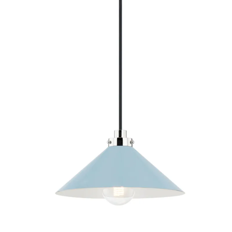 Clivedon 1-Light Pendant in Polished Nickel by Mark D. Sikes 12W x 6.5H
