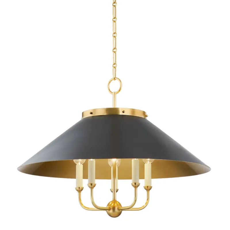 Clivedon 5-Light Chandelier in Aged Brass by Mark D. Sikes 27.5W x 20.25H (Distressed Bronze)