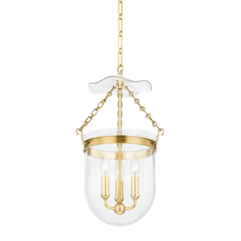 Rousham 3-Light Lantern in Aged Brass by Mark D. Sikes 12.75W x 20.75H