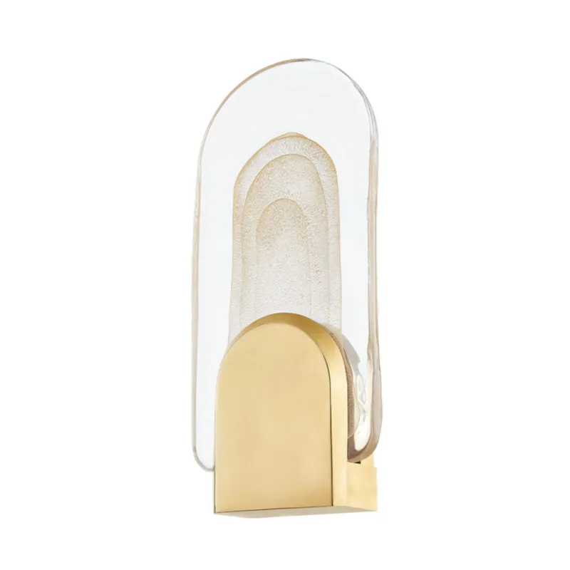 Morganite 1-Light Wall Sconce in Vintage Brass 7W x 16.5H