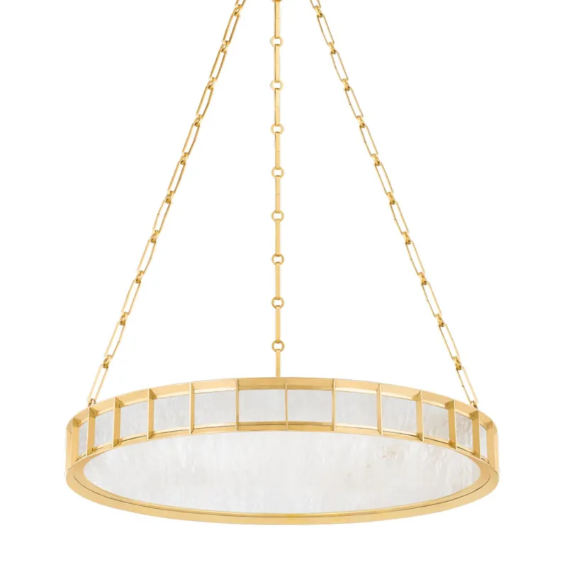 Leda 1-Light Chandelier in Vintage Brass 30W x 4H