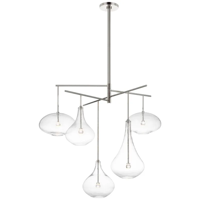 Champalimaud Lomme XL Chandelier in Polished Nickel with Clear Glass Ceiling Light W38.25"