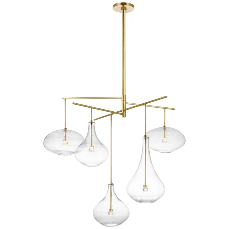 Champalimaud Lomme XL Chandelier in Soft Brass with Clear Glass Ceiling Light W38.25"