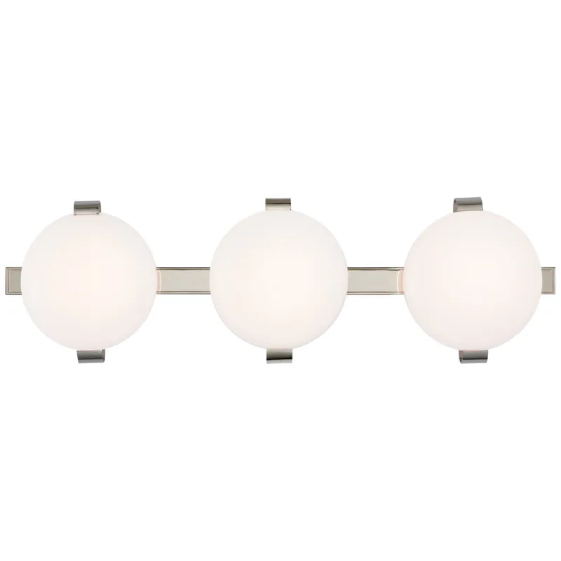 Champalimaud Marisol 28" Bath Bar in Polished Nickel with White Glass Wall Light W28" x H8.5"