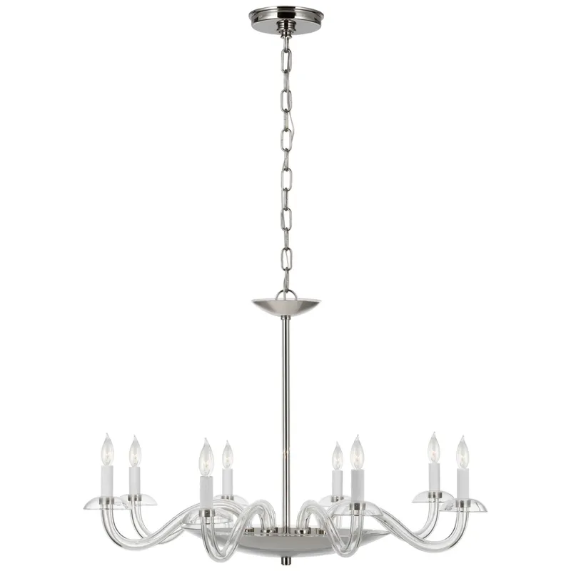Paloma Contreras Brigitte Large Chandelier in Clear Glass and Polished Nickel Ceiling Light W34.75" x H23.25"