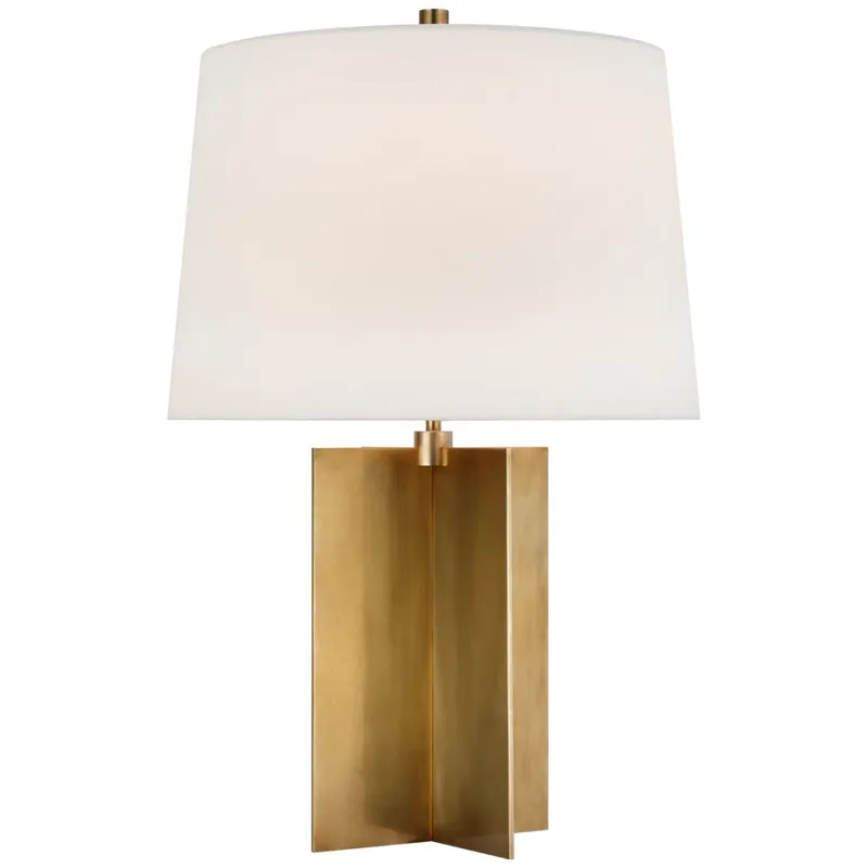 Paloma Contreras Costes Medium Table Lamp in Hand-Rubbed Antique Brass with Linen Shade W17" x H25.25"