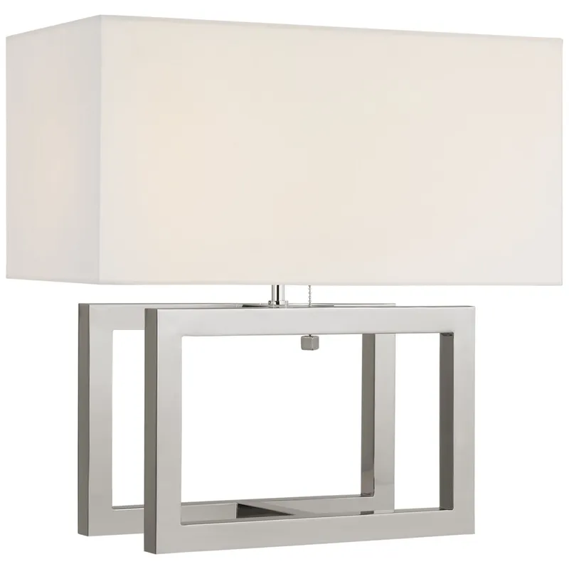 Paloma Contreras Galerie Medium Table Lamp in Polished Nickel with Linen Shade W18" x H18.25"