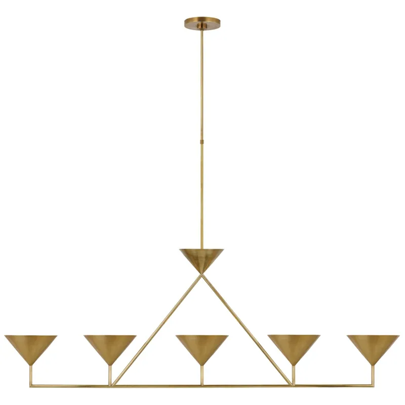 Paloma Contreras Orsay XL 5-Light Linear Chandelier in Hand-Rubbed Antique Brass Ceiling Light W60.25" x 8.25"