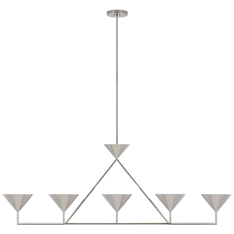 Paloma Contreras Orsay XL 5-Light Linear Chandelier in Polished Nickel Ceiling Light W60.25" x 8.25"