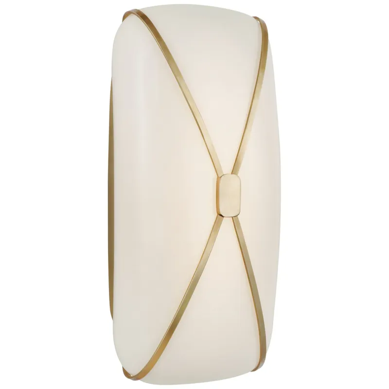 Champalimaud Fondant 13" Linear Bath Sconce in Soft Brass with White Glass Wall Light W6.5" x H13.5"