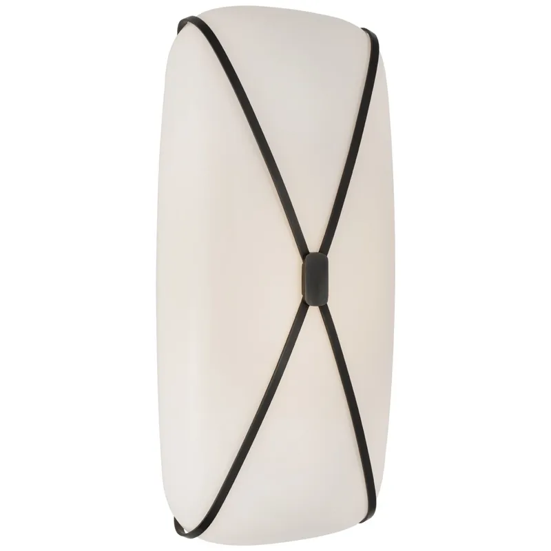 Champalimaud Fondant 18" Linear Bath Sconce in Gun Metal with White Glass Wall Light W8.5" x H18"