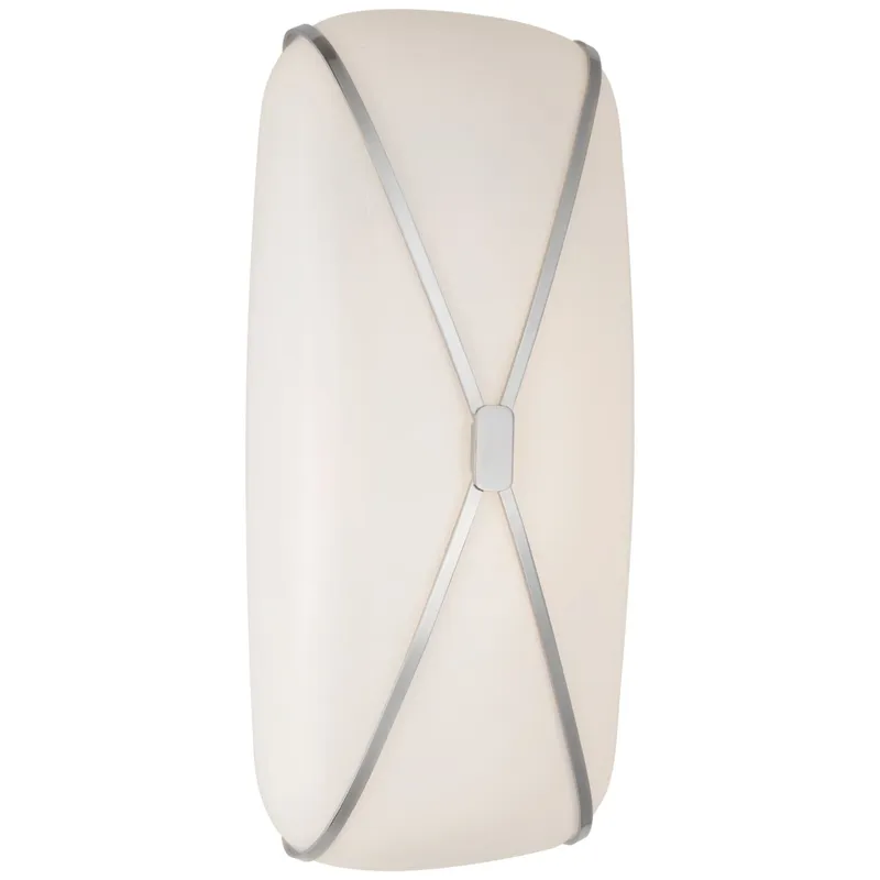 Champalimaud Fondant 18" Linear Bath Sconce in Polished Nickel with White Glass Wall Light W8.5" x H18"