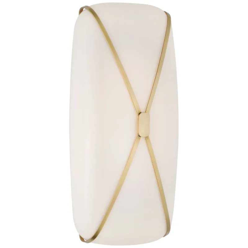 Champalimaud Fondant 18" Linear Bath Sconce in Soft Brass with White Glass Wall Light W8.5" x H18"