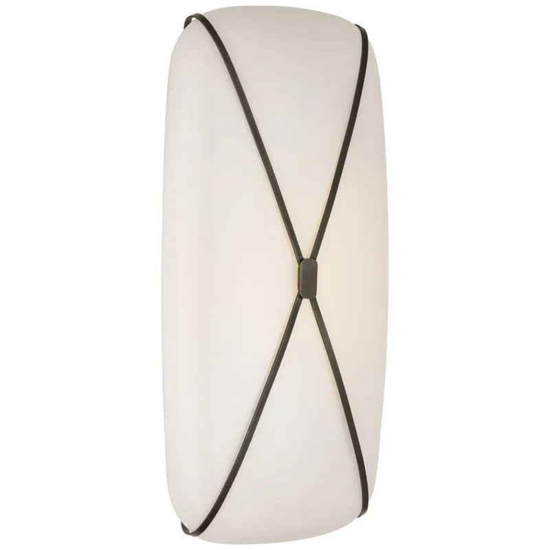 Champalimaud Fondant 24" Linear Bath Sconce in Gun Metal with White Glass Wall Light W11.25" x H24"