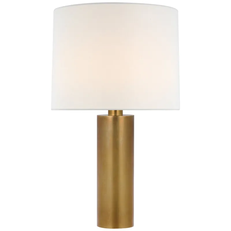 Paloma Contreras Sylvie Medium Table Lamp in Hand-Rubbed Antique Brass with Linen Shade W15.5" x H26.5"