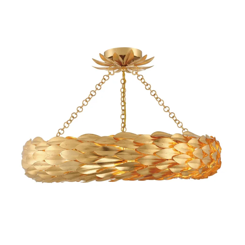 Broche 24'' Antique Gold Semi Flush Mount Gold 24"W x 5"H x 24"D