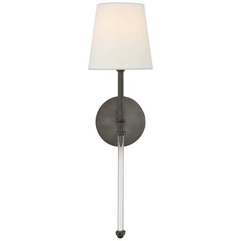 Suzanne Kasler Camille Sconce in Bronze with Linen Shade Wall Light W5.5" x H19"