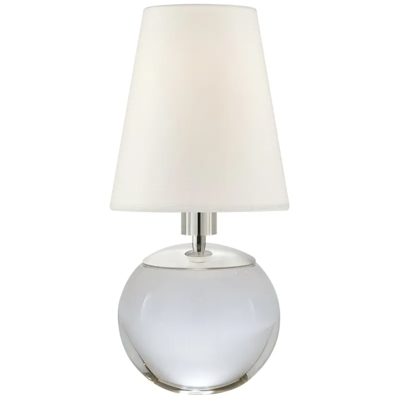 Thomas O'Brien Tiny Terri Round Accent Lamp in Crystal with Linen Shade Table Lamp W5" x H11.5"
