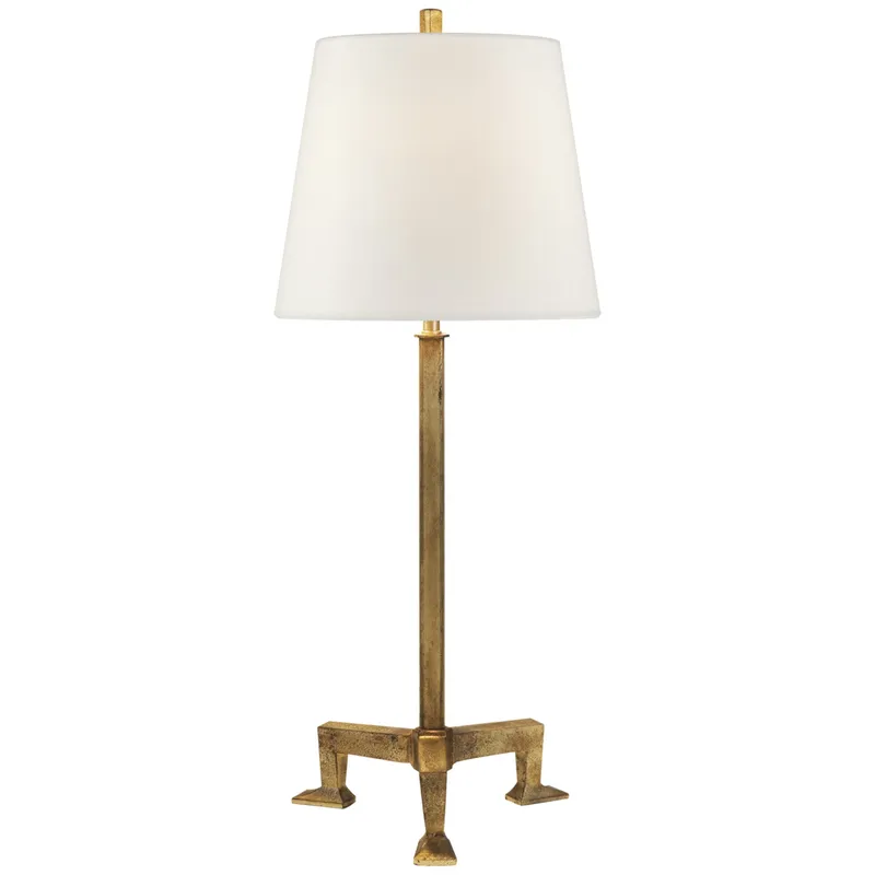 Thomas O'Brien Parish Buffet Lamp in Gilded Iron with Linen Shade Table Lamp W11.5" x H31.5"