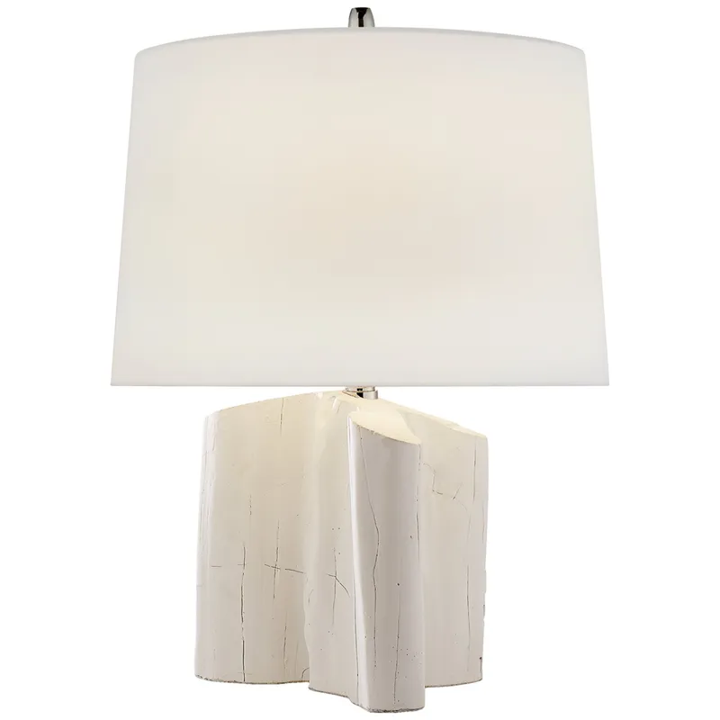 Thomas O'Brien Carmel Table Lamp in Plaster White with Linen Shade W14" x H19.25"