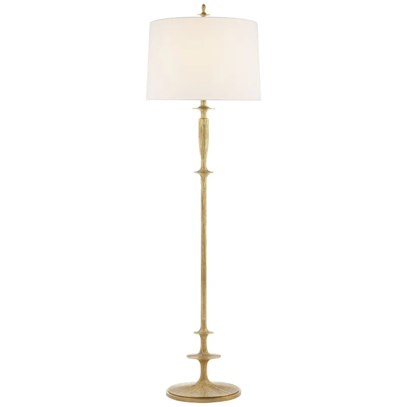 Barbara Barry Lotus Floor Lamp in Gild with Linen Shade W17" x H68.5"