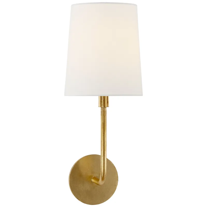 Barbara Barry Go Lightly Sconce in Gilded with Linen Shade Wall Light W6" x H17"