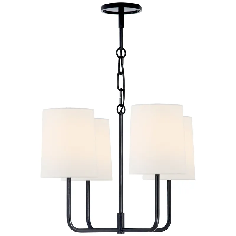 Barbara Barry Go Lightly Small Chandelier in Charcoal with Linen Shades Ceiling Light W15.75" x H14.75"