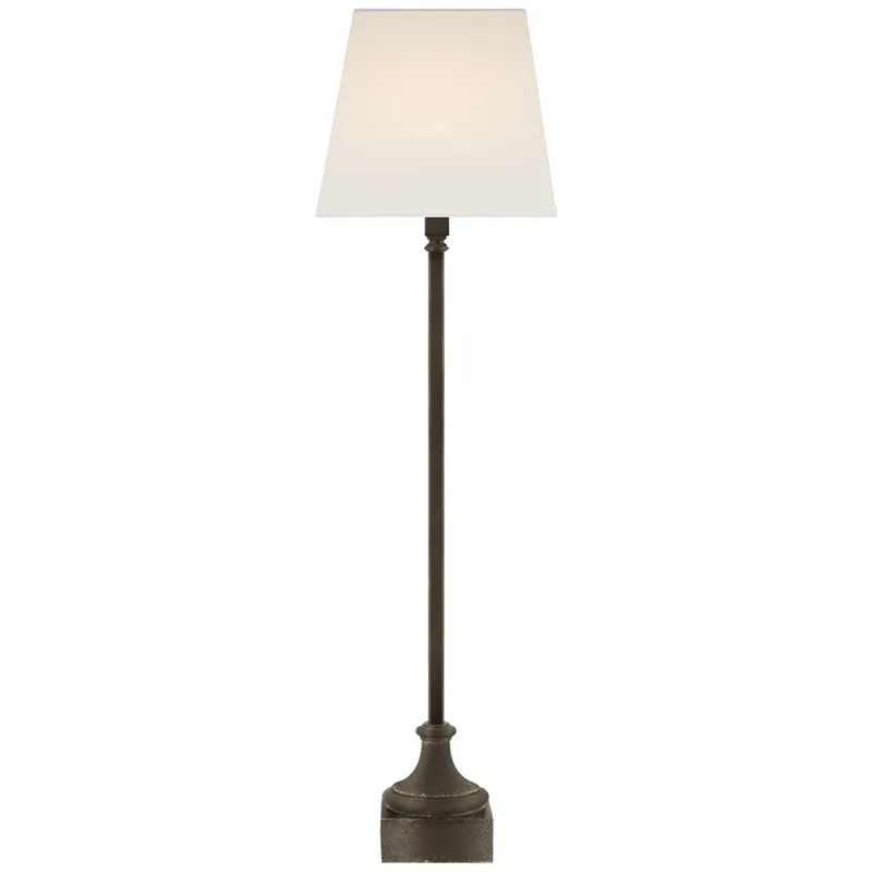 Chapman & Myers Cawdor Buffet Lamp in Aged Iron with Linen Shade Table Lamp W9" x H32"