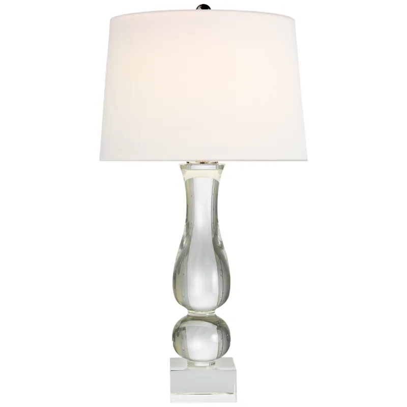 Chapman & Myers Contemporary Balustrade Table Lamp in Crystal with Linen Shade W16" x H30"