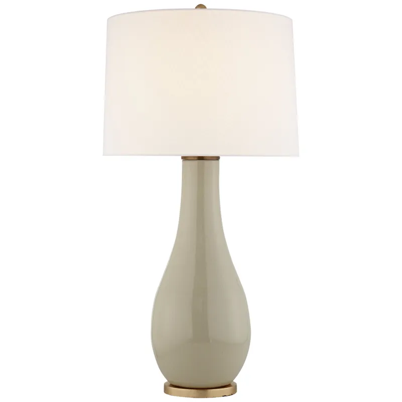 Chapman & Myers Orson Balustrade Form Table in Coconut with Linen Shade Table Lamp W17" x H32.5"