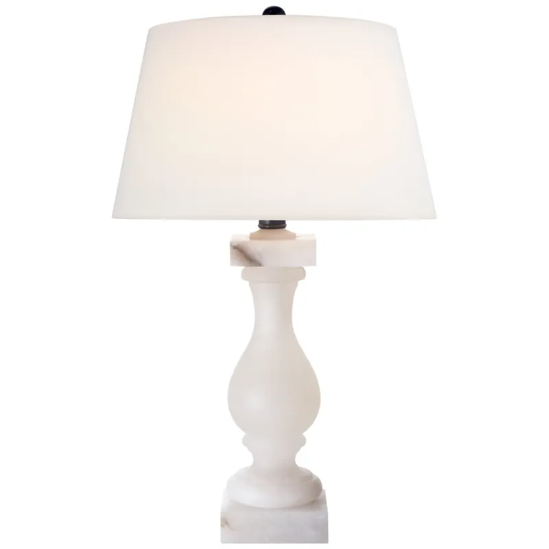 Chapman & Myers Balustrade Table Lamp in Alabaster with Linen Shade W17" x H27"
