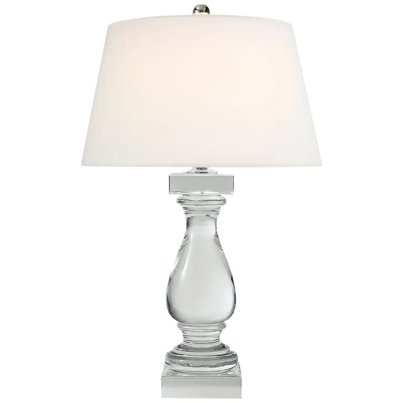 Chapman & Myers Balustrade Table Lamp in Crystal with Linen Shade W17" x H27"