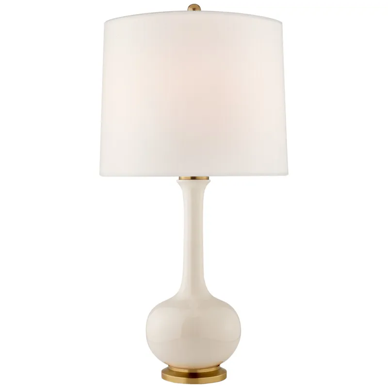 Christopher Spitzmiller Coy Medium Table Lamp in Ivory with Linen Shade W18.25" x H31.5"