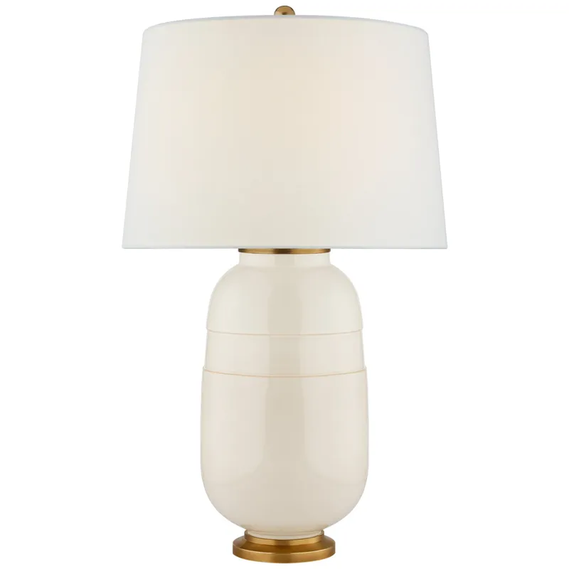 Christopher Spitzmiller Newcomb Medium Table Lamp in Ivory with Linen Shade W18.25" x H30"