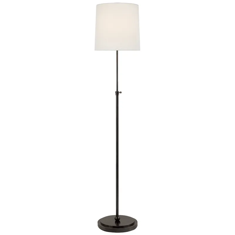 Thomas O'Brien Bryant Floor Lamp in Bronze with Linen Shade W12" x H45" - 62"