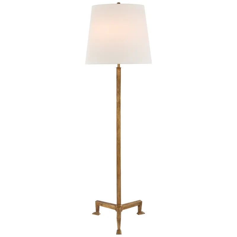 Thomas O'Brien Parish Floor Lamp in Gilded Iron with Linen Shade W19" x H65.25"