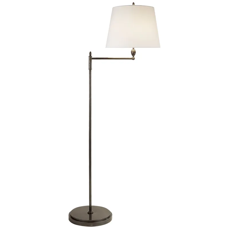 Thomas O'Brien Paulo Floor Light in Bronze with Linen Shade Floor Lamp W16" x H63.5"