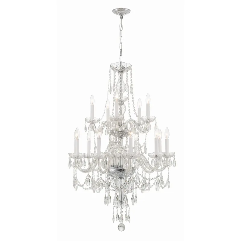 Traditional Crystal 32'' Hand Cut Crystal Polished Chrome Chandelier Silver 32"W x 43.75"H x 32"D