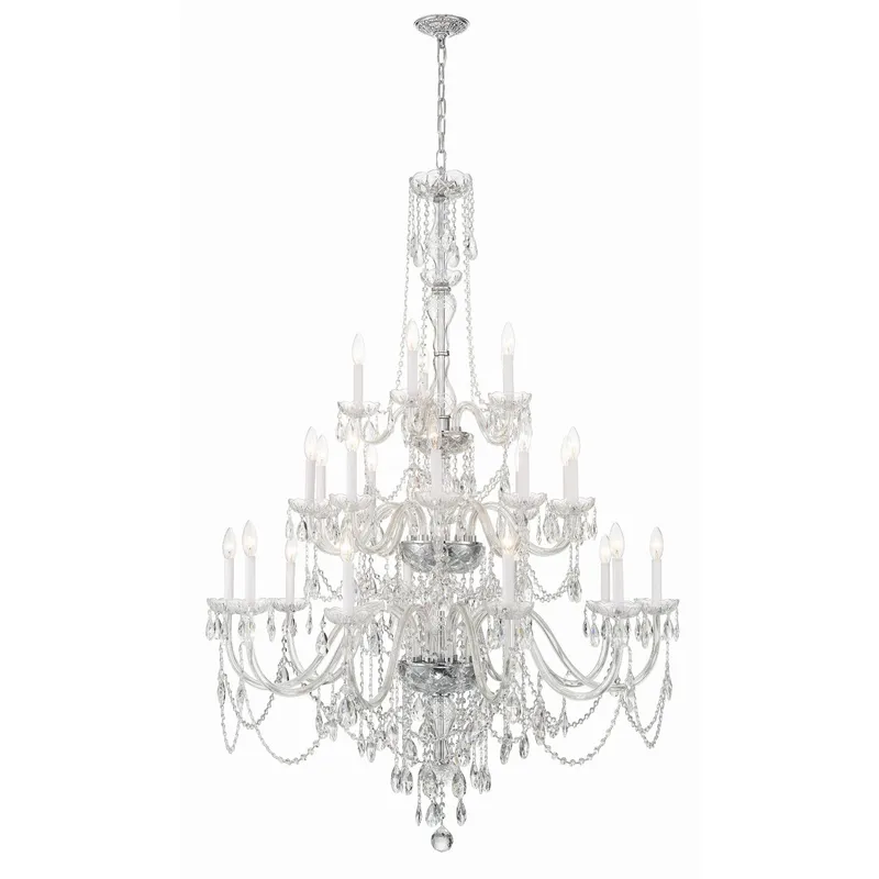 Traditional Crystal 45'' Hand Cut Crystal Polished Chrome Chandelier Silver 45"W x 61"H x 45"D