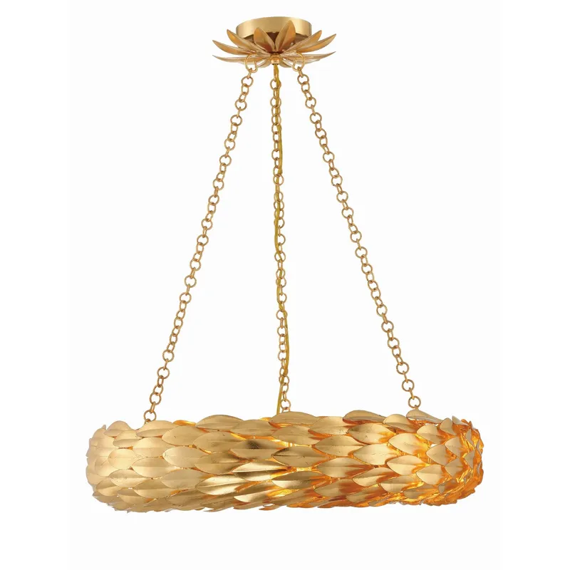 Broche 24'' Antique Gold Chandelier Gold 24"W x 5"H x 24"D