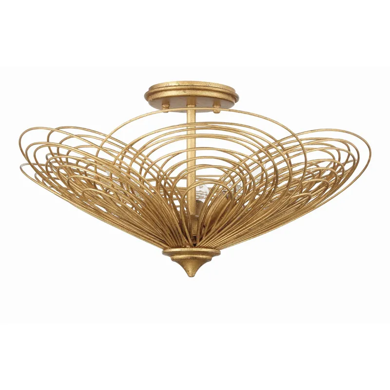 Doral 19'' Renaissance Gold Semi Flush Mount Gold 19"W x 10.25"H x 19"D