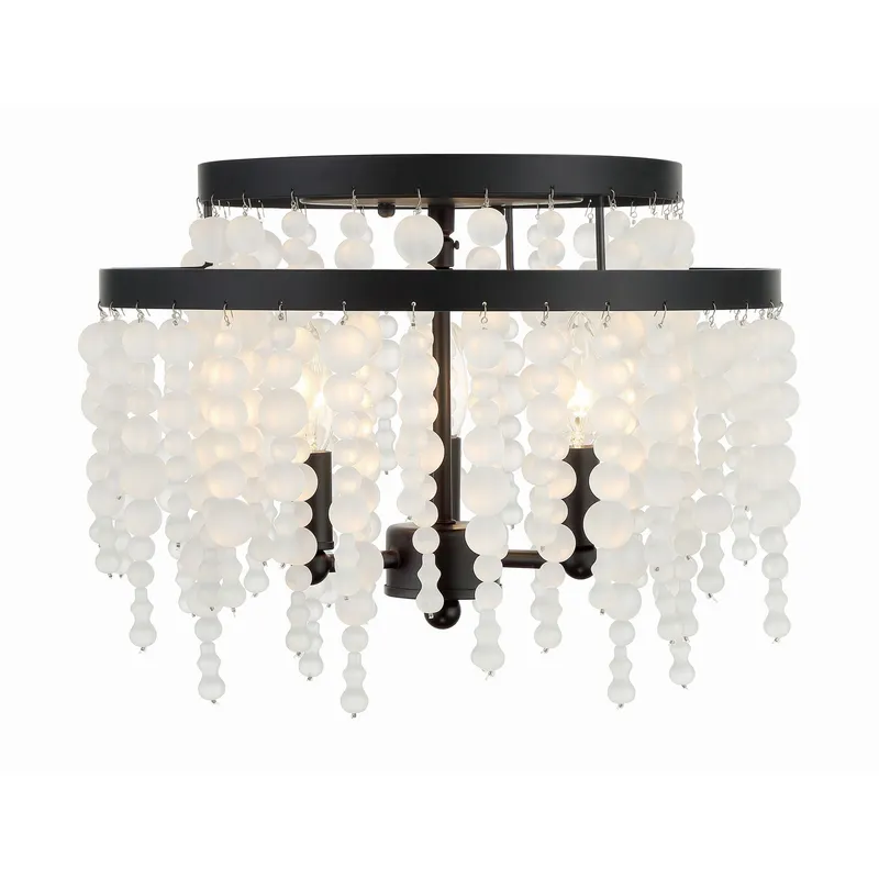 Poppy 15'' Matte Black Semi Flush Mount Black 15"W x 11.75"H x 15"D