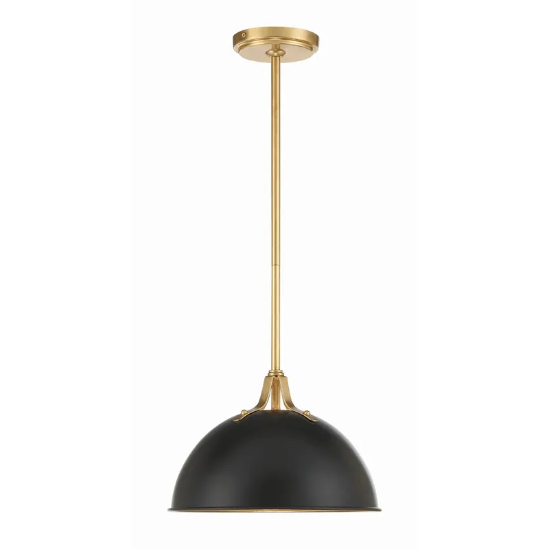 Soto 12'' Matte Black + Antique Gold Pendant Black 12"W x 8"H x 12"D