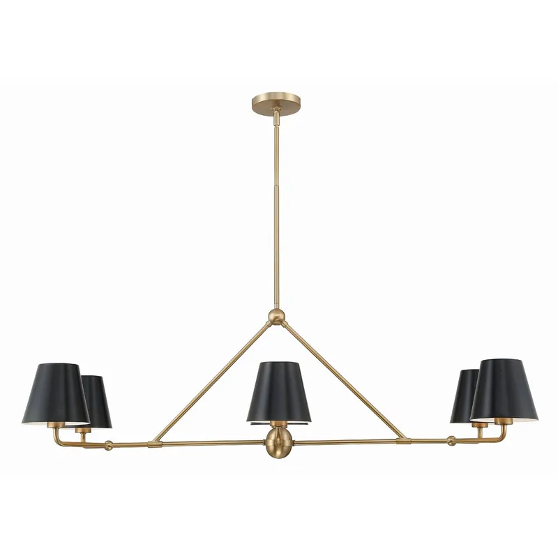 Xavier 46'' Vibrant Gold Linear Chandelier Black 46"W x 14.75"H x 18"D
