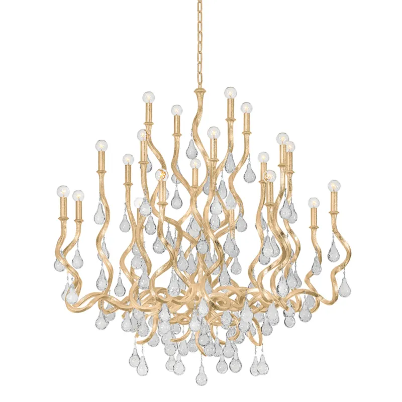 Aveline 20-Light Chandelier in Gold Leaf 48W x 48.75H
