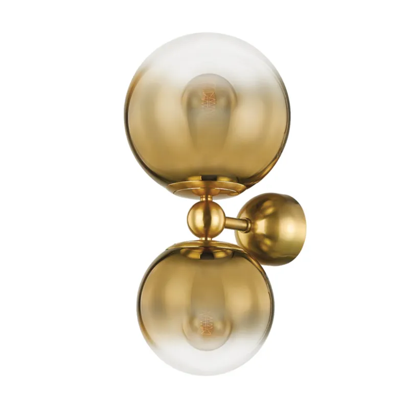 Kyoto 2-Light Wall Sconce in Vintage Polished Brass 10.25W x 21.25H