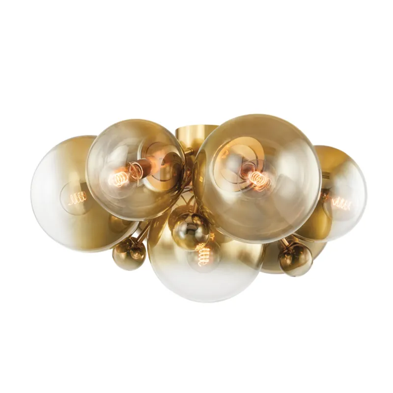 Kyoto 7-Light Flush Mount in Vintage Polished Brass 30.5W x 14.75H