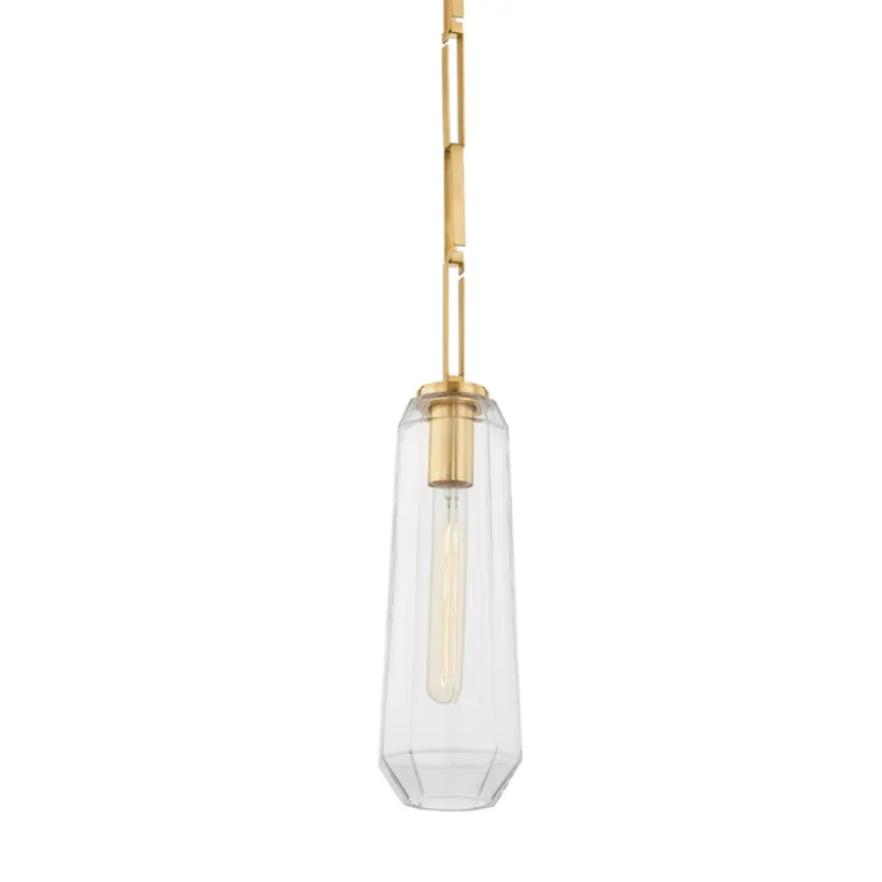 Copenhagen 1-Light Pendant in Vintage Brass 5W x 13.75H