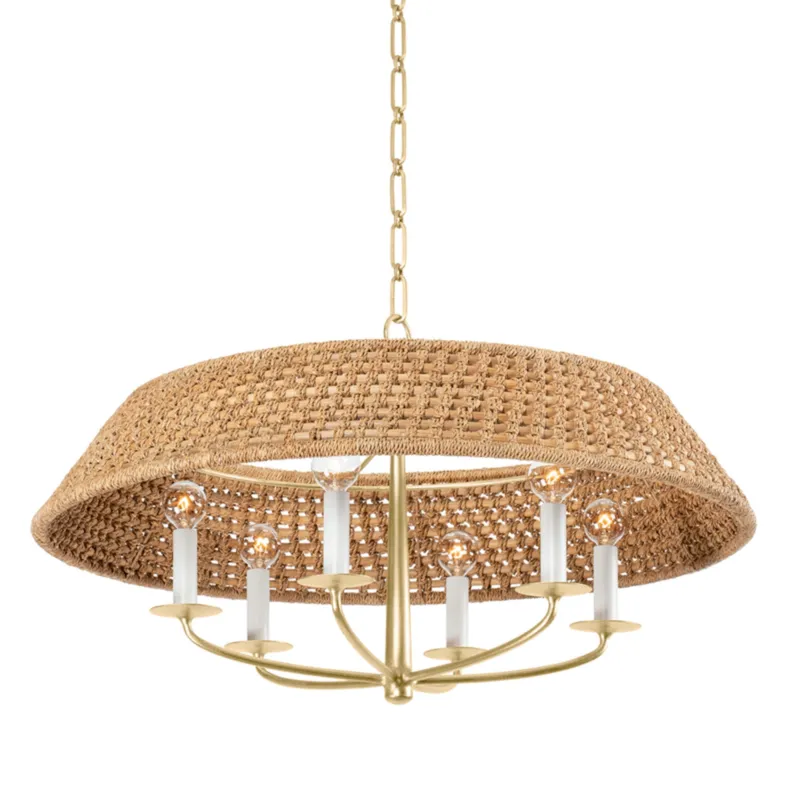 Bradley 6-Light Chandelier in Vintage Gold Leaf 30W x 17.5H